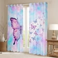 thumbnail image 2 of Manfei Blue Pink Butterfly Black Out Curtains, Romantic Dreamy Animal Curtains Pack of 2 (42x63 Each), Teens Girls Kids Female Bedroom Curtains, Window Curtains Decor, 2 of 6