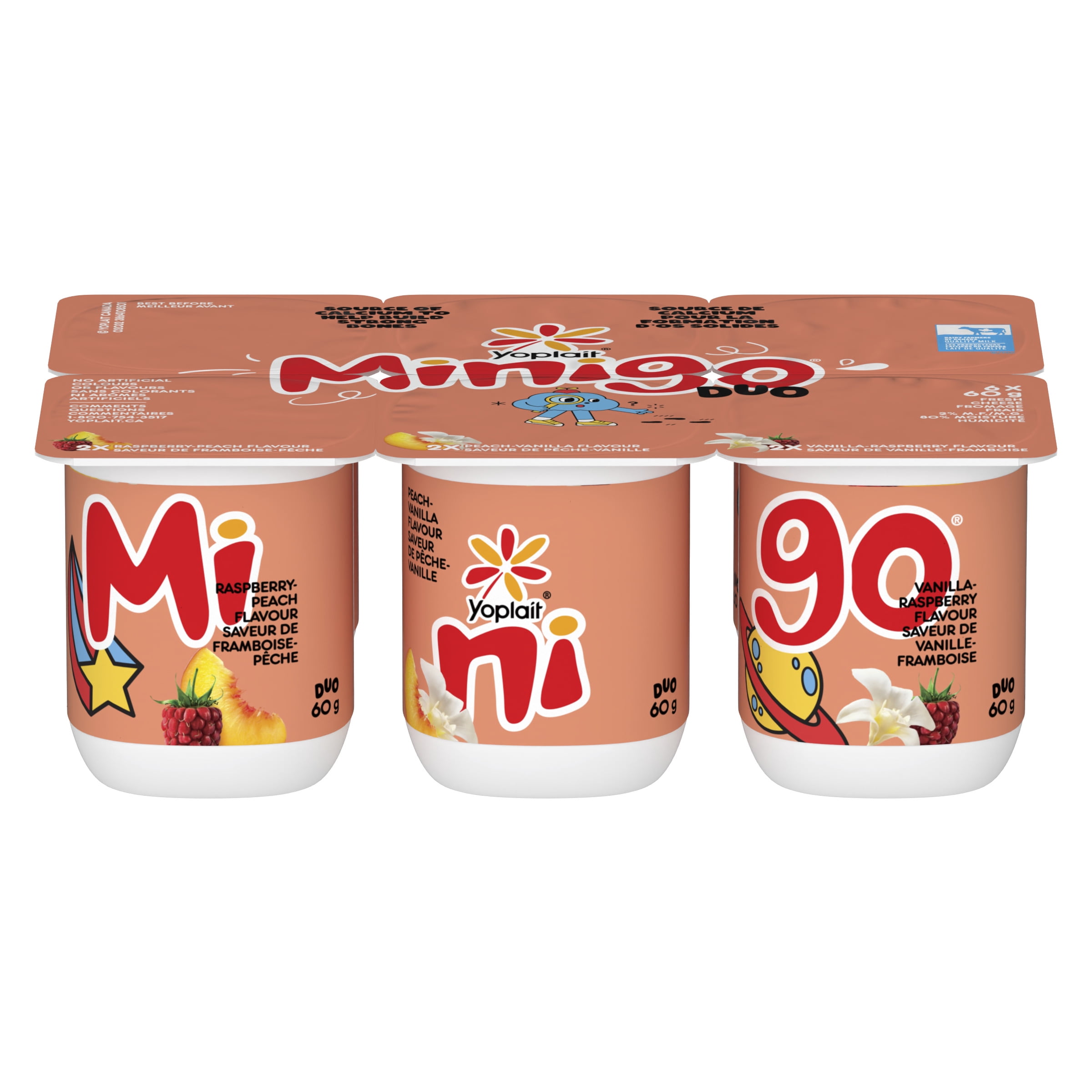 Yop Duo Minigo 2 %, saveurs variées, collations pour enfants