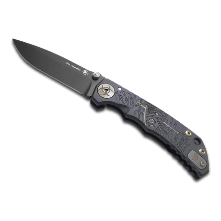 SPARTAN BLADES Harsey Folder SF5 Black Plague Doctor Titanium CPM MagnaCut Pocket Knife