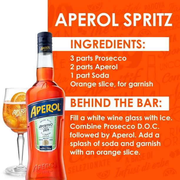 Aperol Italian Liqueur, 750 ml, 11% ABV for Office Breakroom - Walmart  Business Supplies