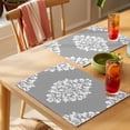 thumbnail image 4 of Baroque Grey Placemats Set of 4 Vintage Damask Classic Floral Place Mats Indoor Wipeable Table Mats Washable Cloth Dining Table Placemats for Kitchen Holiday Party Home Decor 13x19 Inch, 4 of 9