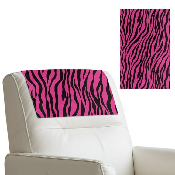 SCRAWLGOD Pink Zebra Print 1 Piece Recliner Headrest Protector Non Slip Waterproof Headrest Cover PU Leather Recliner Head Rest Cover for Sofa,Office Chair 17x27 in
