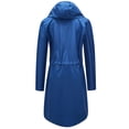 thumbnail image 4 of SWSMCLT Women's Hooded Raincoat Outerwear Long Rain Jacket Midi Windbreaker Pockets Water-resistant Spring Anorak Coat Casual Full Zip Blue XX-Large, 4 of 5