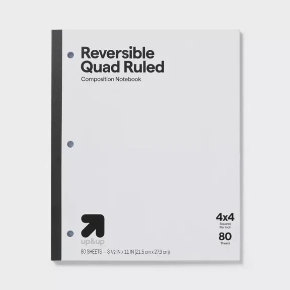 Reversible Quad Ruled Composition Notebook 8.5" x 11" 80 Sheets