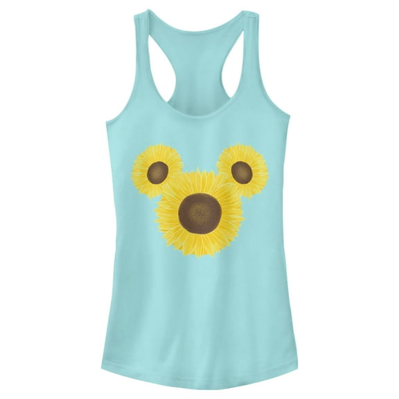 Junior's Mickey & Friends Sunflower Logo  Racerback Tank Top Cancun X Large
