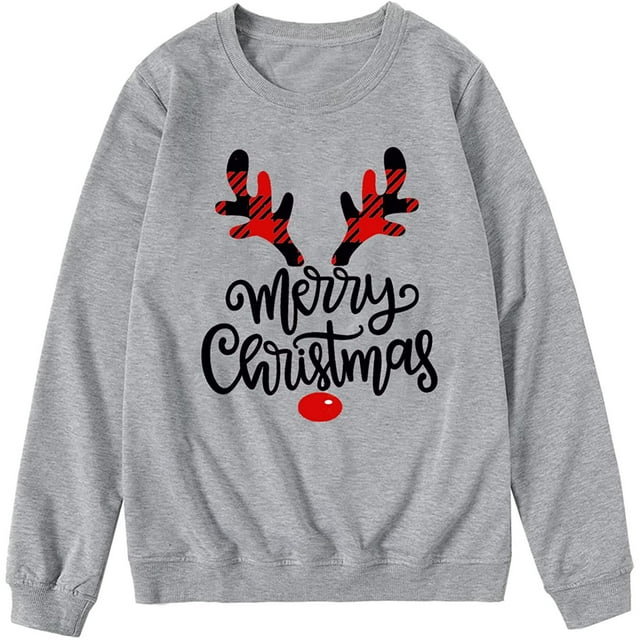 LSLJS Family Pajamas Matching Noël Ensembles, Tenues Parent-Enfant Noël Chemises à Manches Longues Imprimées Hauts Chandail Family Matching Chandails en Molleton Maman for Adultes et Enfants Vacances Noël Sleepwear Ensemble