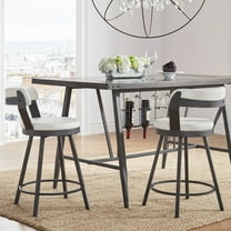 Weston Home Reinhold Faux Leather Swivel Counter Height Chairs with Metal Legs, Set of 2, White