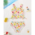 thumbnail image 5 of Kucnuzki 4T Toddler Girls Swimsuit Set 5T Girl Summer Bathing Suit Drawstring Floral Top Bottoms 2pcs Bikini Set Beach Breathable Tankini Set Swimwear Yellow, 5 of 9