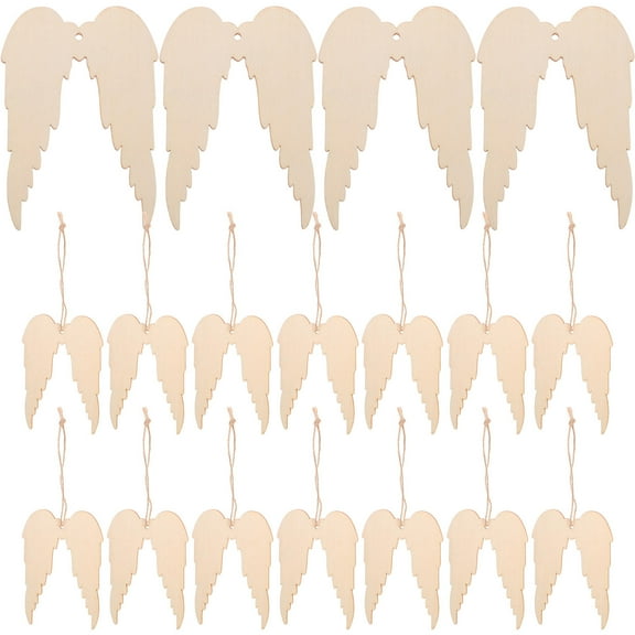 HEANUJJ 20PCS Khaki Wooden Craft Ornaments for Home Decor, Unfinished Hanging Decorations Perfect for Parties