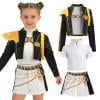 Pop Idol Halloween Costumes, Fantasy Singer Group Cosplay Costume Black Outfit Shirt Jacket Shorts with Shoulder Accessories, for Halloween Party Carnival, 110