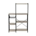 thumbnail image 6 of 52 Inch Wood Bakers Rack, Kitchen Shelf, 6 Hooks, Workstation, Brown, Black- Saltoro Sherpi, 6 of 10
