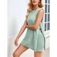 thumbnail image 4 of Jaimenalin Women'S Summer Sleeveless Casual Sweater Fit Tunic Tops and Shorts 2 Piece Beach Vacation Outfits Lake Green M, 4 of 8