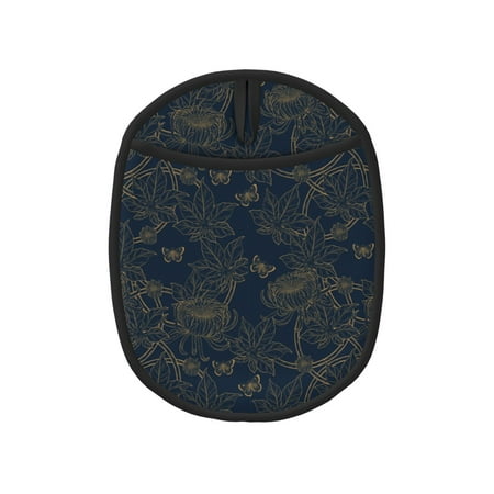 

Pofeuu Vintage Chrysanthemum Print Silicone Pot Mat Mitten With Hanging Loop Heat Resistant Oven Mitts Non-Slip Bbq Baking Smoking Potholders