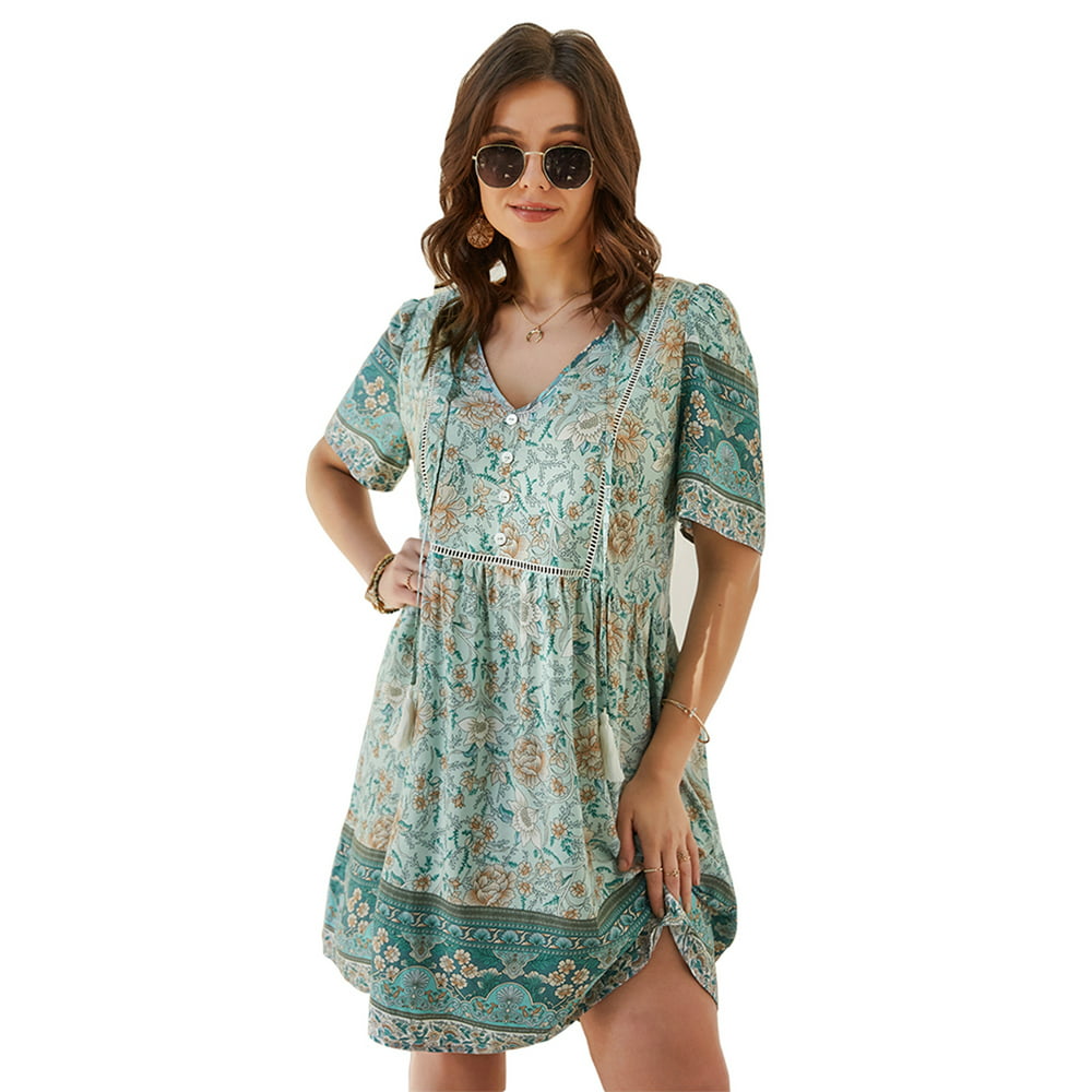 AMaVo  Avamo Womens Plus Size Summer Dresses Bohemian Tunic Dress