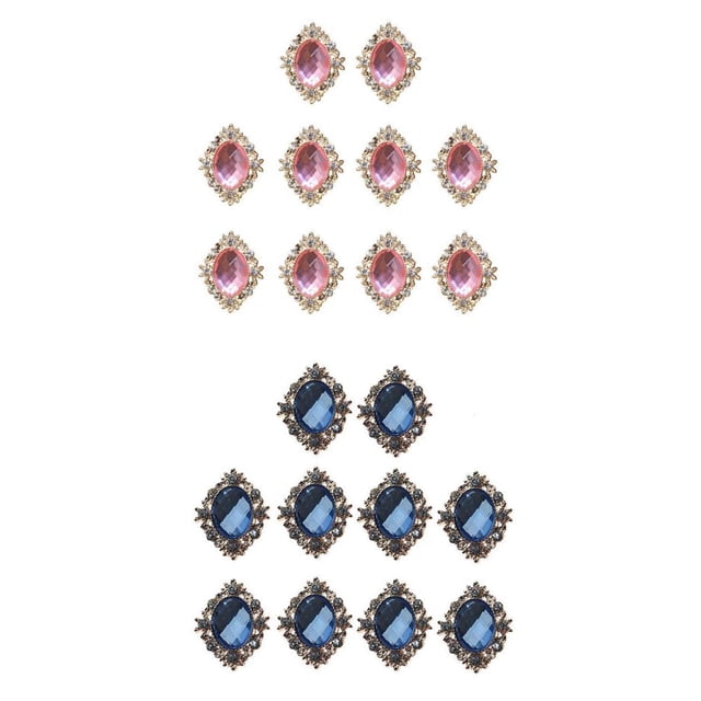 20 botones planos con brillantes de imitación para el pelo, adornos para hacer tú mismo Rosado azul