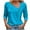 Blue, variant on Summer 3/4 Sleeeve Tops for Womens 2024 Fashion Plus Size V-Neck Fashion Casual Printed Button-Up Blouse T-shirt Tops