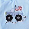 thumbnail image 4 of NOLDARES Toddler Baby Boy 4th of July Outfit Short Sleeve Round Neck T-Shirt + Elastic Waist Shorts USA Patriotic Print 2Pcs Summer Clothes(Sky Blue,3-4 Y), 4 of 6