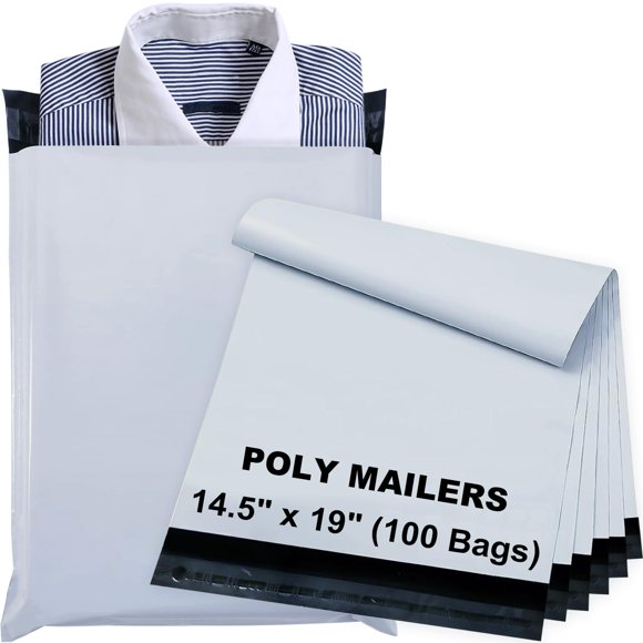 14.5" x 19" Poly Mailers, Strong Self Seal Shipping Bags, 100 Pcs Poly Packaging Bags for Clothing, Mailing Envelopes, Shipping Envelopes, Boutique C