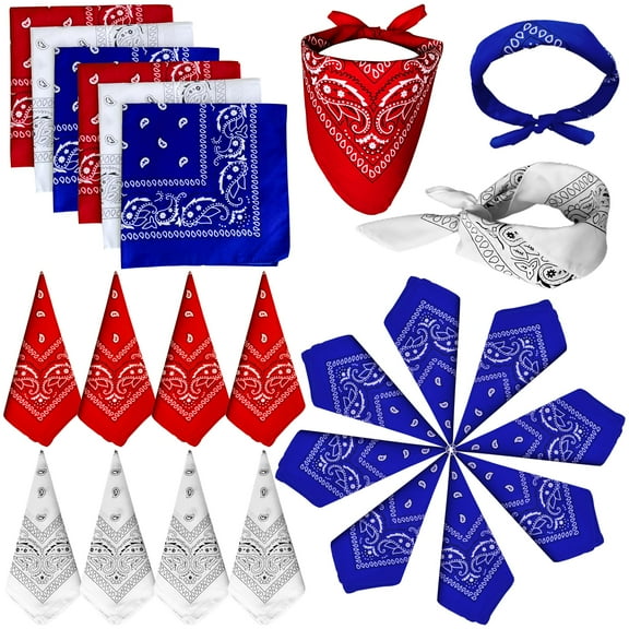 32 Pcs Women Men Paisley Bandanas Bulk Unisex Cowboy Bandanas Head Scarf Necktie Face Cover Neon Party Supplies