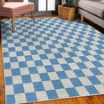 thumbnail image 3 of Checkers Game Decorative Rug, Geometric Grid Style Monochrome Squares in Traditional Game Board Design, Quality Carpet for Bedroom Dorm and Living Room, 6 Sizes, Blue White, by Ambesonne, 3 of 4