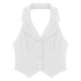 thumbnail image 6 of YONGHS Women's Dressy Casual Vest Tuxedo Suit Waistcoat Sleeveless Tank Top Blazer White S, 6 of 8