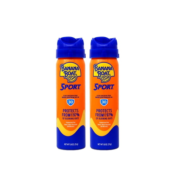 Banana Boat Sun Screen Sport Spray SPF 30 UltraMist 1.8 oz (Travel Size), - 2 Pack