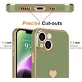 thumbnail image 3 of Funda para iPhone 14 Plus para mujer y niña, diseño de corazón de amor, chapado de lujo, suave y brillante, protección completa para la cámara, parachoques de silicona a prueba de golpes, color verde, 3 of 8