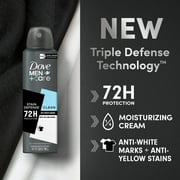 Dove Men+Care Stain Defense Long Lasting Mens Antiperspirant Deodorant Dry Spray, Clean, 3.8 oz