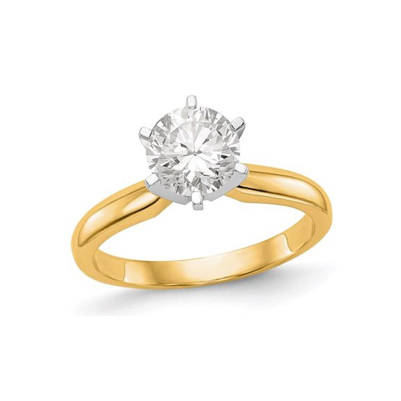 1.25 Carat (Ctw VS2, D-E-F) IGI Certified Round Lab-Grown Diamond Engagement Ring in 14K Yellow Gold for Women