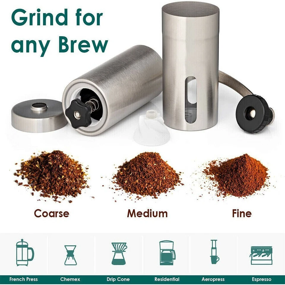 CIRCLE- Portable Manual Coffee Grinder Detachable With Ceramic Burr Bean Mill Stainless