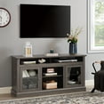 thumbnail image 3 of LegaHome Farmhouse TV Stand, Modern Entertainment Door TV Cabinet for 65 Inch TV, Wooden TV Console Table with Open and Closed Storage Space, Media Console Table for Living Room, Dark Walnut, 3 of 10