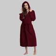 thumbnail image 2 of Ccpelsie Robe Longue en Peluche Douce pour Femmes Peignoir d'Hiver Chaud Col Châle avec Poches (A01-Vin, 2TG), 2 of 8