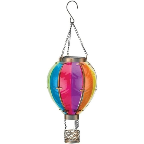 Hot Air Balloon Solar Lantern, Portable Decorative Small Rainbow Outdoor Hanging Lights, Hanging Solar-Powered LED Lights, Made of Metal & Plastic for Garden, Patios & Pathway