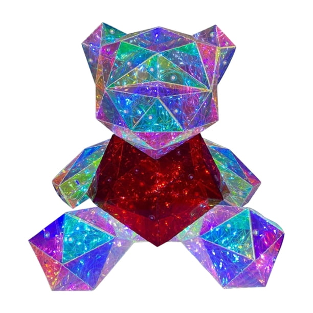 Juguetes Que Emiten Luz Ganfancp Adornos Modelado Luz de Noche de Cristal Brillante Osito de Peluche*2