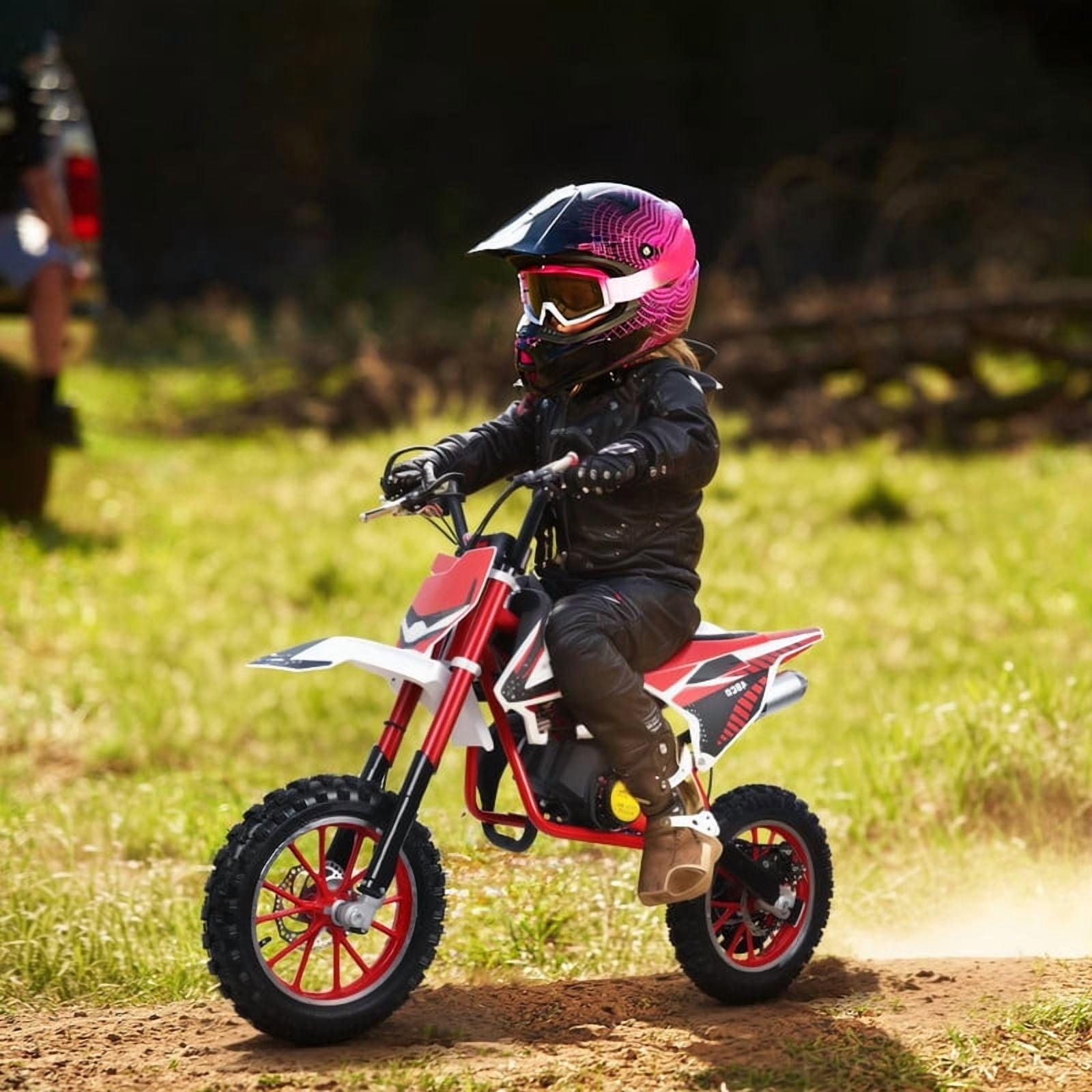 49cc Dirt Bike for Kids & Adults, 2-Stroke Mini Bike with Off Road Tires, Front & Rear Disc Brakes, Pull Start Pit Bike, 25MPH Maximum Speed