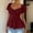 A864 Wine, variant on Eyelet Embroidery Blouse for Women Short Puff Sleeve Sweetheart Neck Tie Front Cinched Waist Peplum Style Slim Fit Elegant Summer Party Top