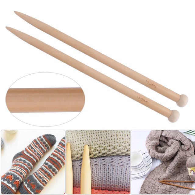 1 par de Ganchos de Ganchillo de Madera, suéter de Tejido de Bricolaje Kit de Agujas de Tejer Gruesas Herramienta de Tejido a Mano para Manta de suéter de Bufanda(15mm) Amonsee No