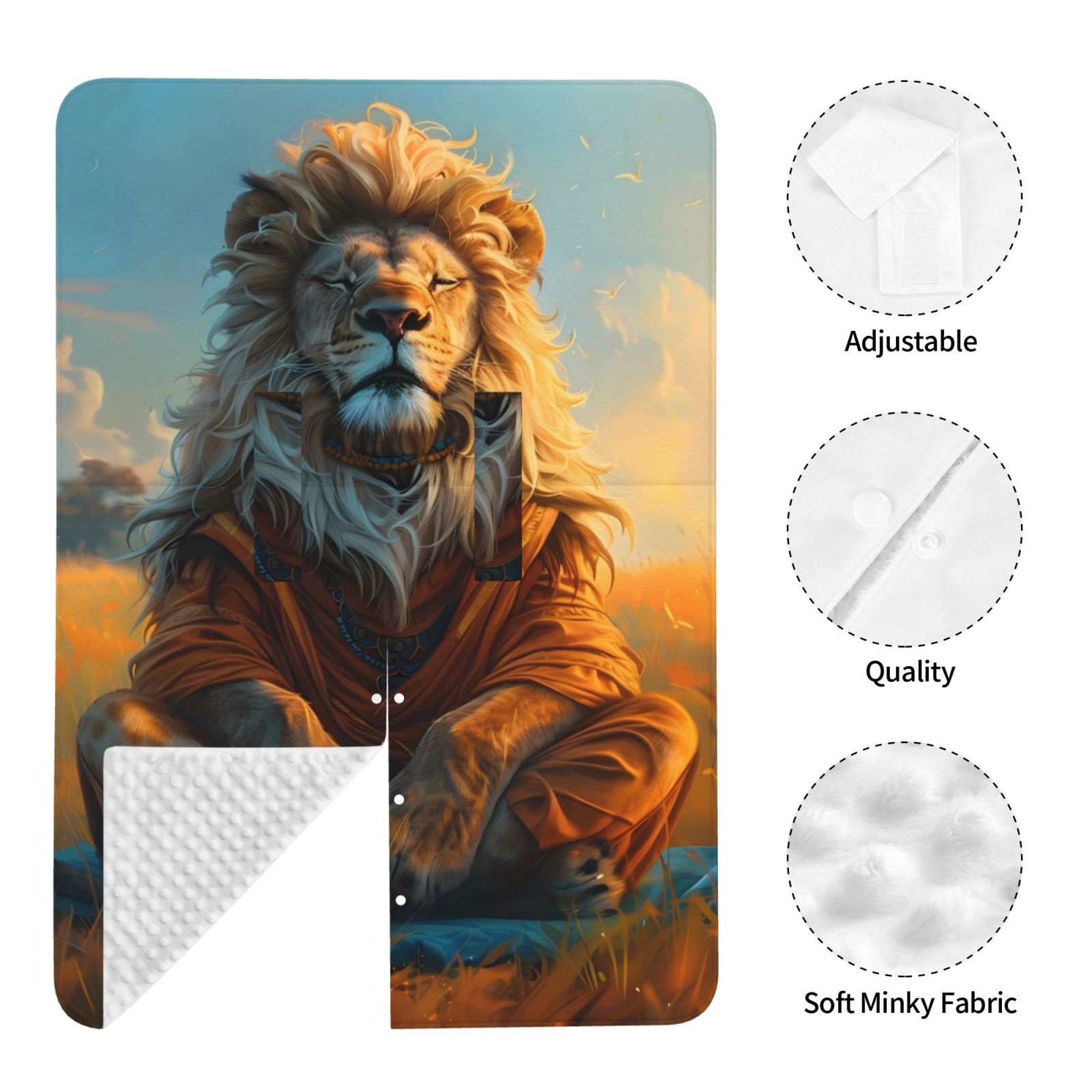 Naloa Prairie Meditating Lion Baby Car Seat Cover, Breathable Baby Carrier Cover, Multiuse Baby Carrier Cover & Nursing Breastfeeding Cover