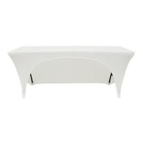 Your Chair Covers - Stretch Spandex 8 Ft Open Back Rectangular Table Cover White for Wedding, Party, Birthday, Patio, etc.
