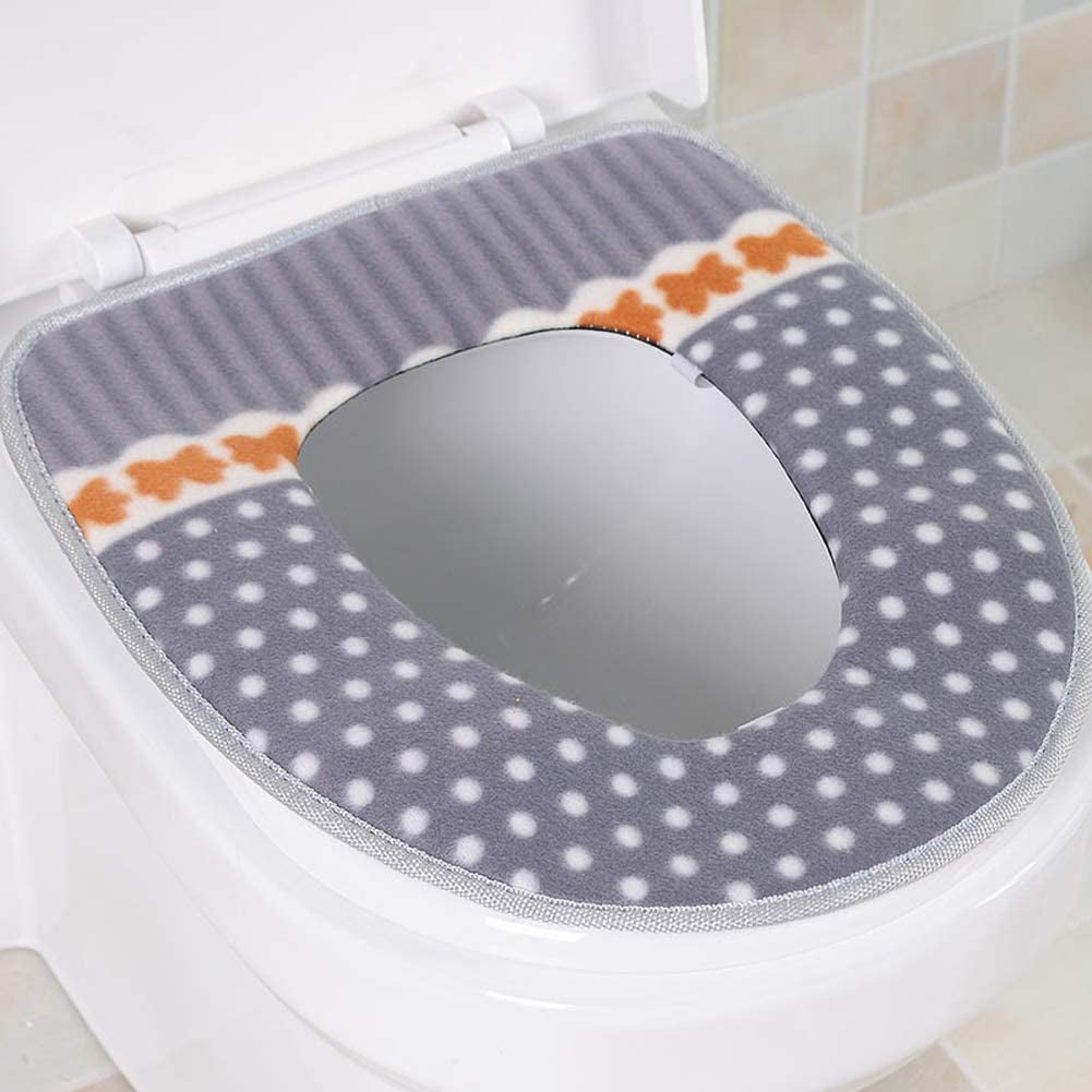 Autumn and Winter Point Thickening Waterproof Magic Button Warm Home Toilet Lovely Toilet Seat Cover Pads 