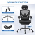 thumbnail image 6 of EDX Ergonomic High Back Office Chair with Reclining & Lumbar Support, Swivel, Headrest, Footrest, Padded Arms, Black, 6 of 8