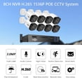 thumbnail image 2 of Sistema de cámara de seguridad 8CH POE con audio, 8CH POE NVR+8pcs 3MP, 2 of 8
