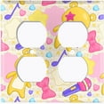 thumbnail image 2 of Metal Light Switch Wall Plate Outlet Cover (Yellow Teddy Bear Karaoke Hearts Music Bow - Double Duplex), 2 of 2