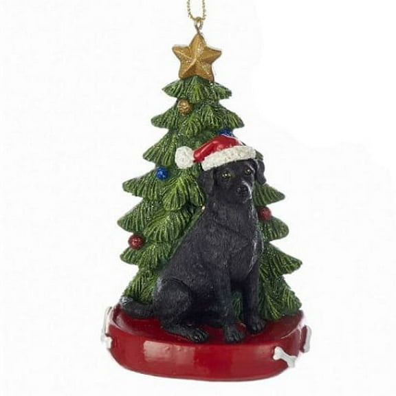 Kurt S. Adler Black Lab with Tree 1-Piece Green Resin Christmas Tree