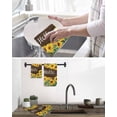 thumbnail image 5 of Sunflowers Kitchen Dish Towels for Drying Dishes Set of 3, Yellow Summer Botanical Elegant Flowers Wooden Waffle Weave Microfiber Hand Tea Bathroom Towels Quick Dry & Absorbent Towel 15.7x23.6, 5 of 7