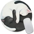 thumbnail image 1 of Round Mousepad, White and Black Cat Mouse Pad, Premium-Textured Small Mouse Mat with Waterproof Non-Slip Rubber Base for Laptop Computer Office Desk Accessories,7.9 x 7.9, 1 of 5