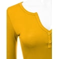 thumbnail image 2 of Doublju Women's Long Sleeve Basic Henley Deep V-Neck Button Placket T-Shirt, 2 of 4