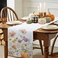 thumbnail image 3 of ERUNPONLY Fall Botanical Table Runner - 90 Inch Long Thanksgiving Pumpkins Floral Autumn Cotton and Linen Blended Dress Scarves Farmhouse Table Runner for Kitchen Dining, Coffee Table, 13" x 90", 3 of 8