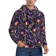thumbnail image 2 of Pofeuu Lavender Flowers Print Mens Casual Hooded Collar Drawstring Hoodies Pullover Sweatshirts Casual Long Sleeve Shirts-Small, 2 of 7