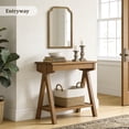 thumbnail image 4 of WallBeyond Wood Frame Rounded Corner Arch Rectangle Wall Mirror for Bathroom, 20" × 30", Natural Wood, 4 of 7